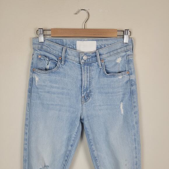 MOTHER Jeans 25 Blue The Rascal Ankle Undone Hem Distressed Vacation Temptation - Picture 3 of 15
